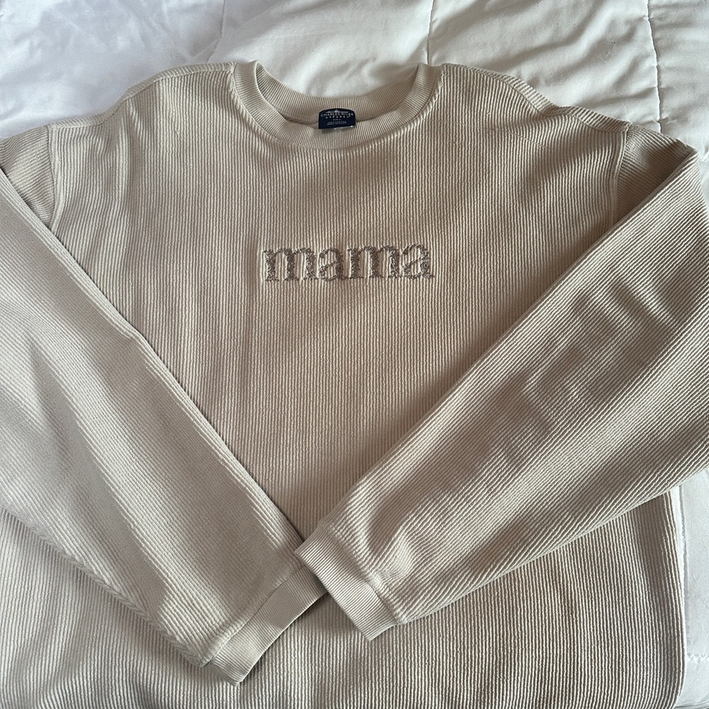 Cream 'Mama' Ribbed Sweater